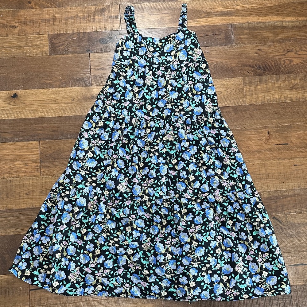Moon River Floral Dress - Black and Blue